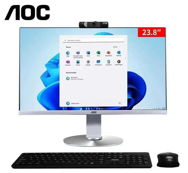 Main image of AOC All-in-One Business Desktop 23.8" FHD Display  AMD R5 5600G Processor up to 4.4GHz 16GB RAM 512 GB SSD Windows 11  Wi-Fi Keyboard&Mouse Dual Speakers Adjustable Angle Height PC Office Work/gaming