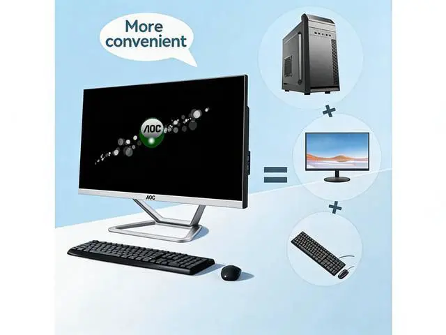 Alt view image 2 of 7 - AOC All-in-One Business Desktop 23.8" FHD Display AMD R5 3500U Processor up to 3.7GHz 16GB RAM 512 GB SSD Windows 11 Wi-Fi Keyboard&Mouse Dual Speakers Adjustable Angle Height PC Office Work/gaming