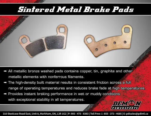 Alt view image 2 of 6 - Demon Powersports Front Left, Rear Left/Right Sintered Brake Pads for Yamaha/Can-Am, Grizzly/Renegade/Outlander/Rally, Sintered Metallic Material For Better Grip (See Fitment Details in Description)