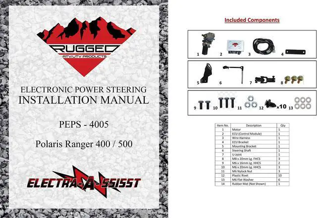 Alt view image 2 of 7 - Rugged Front Electric Power Steering Kit for Polaris Ranger 400/500, Bolt On System, Steers Easily, Gets Rid of Wheel Jerk/Bump Steer When Navigating Rough Terrain (See Fitment Details in Description)