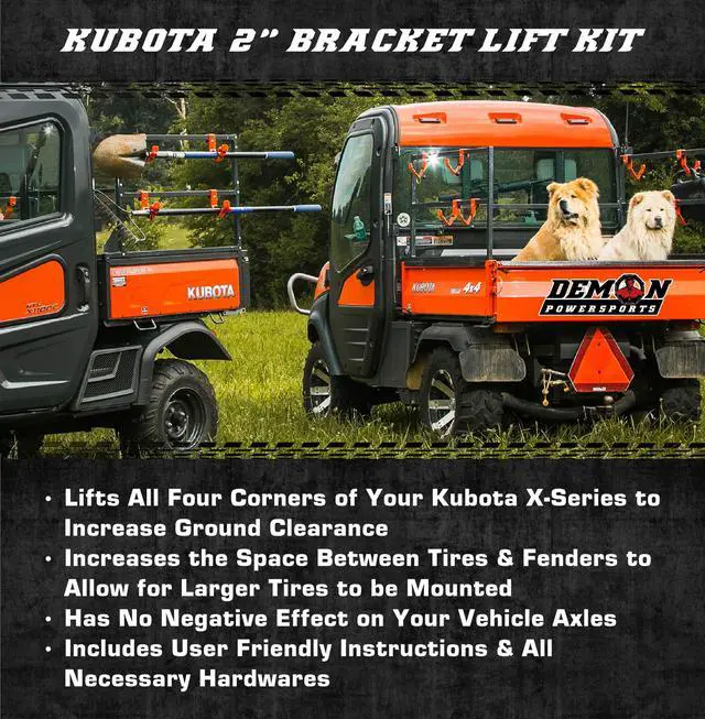 Alt view image 3 of 3 - Demon Powersports 2" Bracket Lift Kit for Kubota RTV (900, X900, X1100, X1120, X1140, XG850) Increases Ground Clearance & Larger Space Between Tires (See Fitment Details in Description)