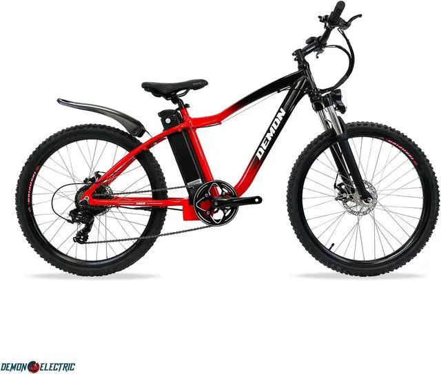 Main image of Demon Electric Argo 250W 26-in Mountain Electric Bike, Dirt Bike, 40-50km Battery Range, Front Suspension, TEKTRO Mechanical Brakes, SHIMANO 7 Speed Gear, Dirt E-Bike