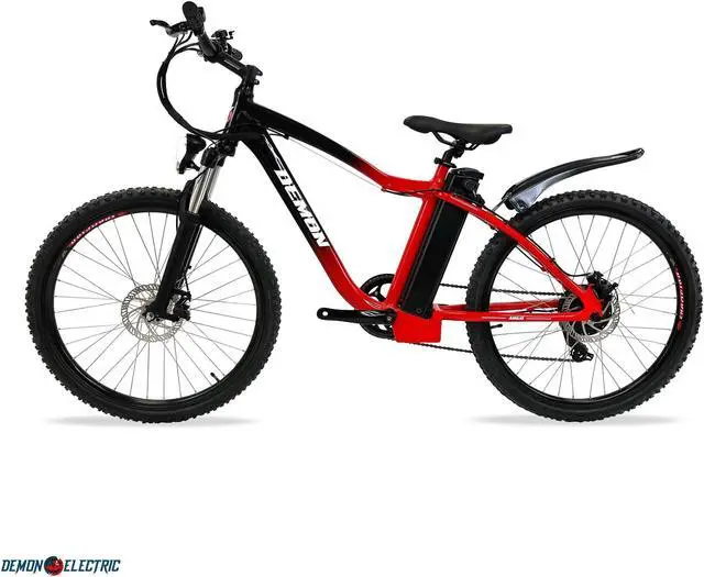 Alt view image 2 of 5 - Demon Electric Argo 250W 26-in Mountain Electric Bike, Dirt Bike, 40-50km Battery Range, Front Suspension, TEKTRO Mechanical Brakes, SHIMANO 7 Speed Gear, Dirt E-Bike