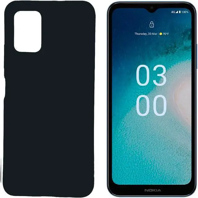 Main image of For Nokia C300 N155DL TPU Flexible Skin Cover Cell Phone Case + Tempered Glass - Black