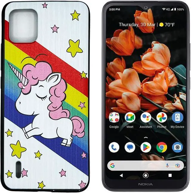 Main image of For Nokia C110 N156DLTPU Flexible Skin Cover Cell Phone Case + Tempered Glass - Unicorn