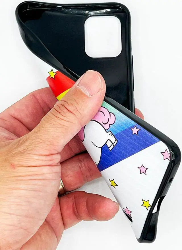 Alt view image 2 of 7 - For Nokia C110 N156DLTPU Flexible Skin Cover Cell Phone Case + Tempered Glass - Unicorn