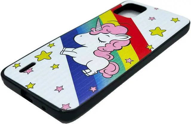 Alt view image 3 of 7 - For Nokia C110 N156DLTPU Flexible Skin Cover Cell Phone Case + Tempered Glass - Unicorn