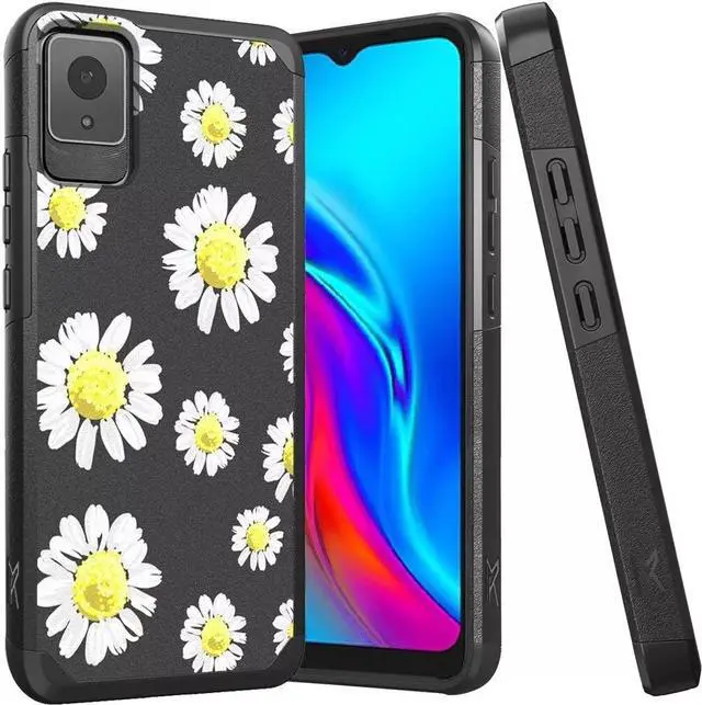 Main image of For TCL K11 T432W Dual Hybrid Cover Cell Phone Case + Tempered Glass - MK Chamomile Flower