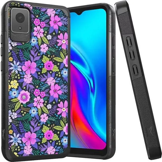 Main image of For TCL K11 T432W Dual Hybrid Cover Cell Phone Case + Tempered Glass - MK Mystical Floral