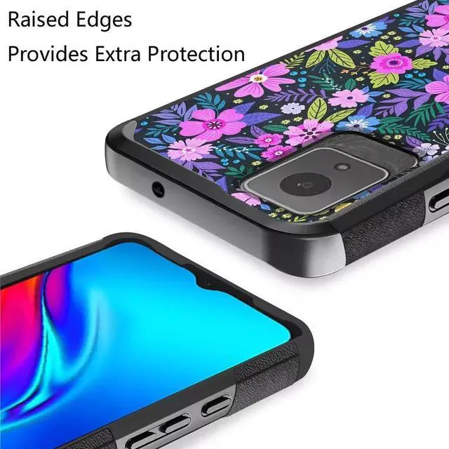 Alt view image 3 of 5 - For TCL K11 T432W Dual Hybrid Cover Cell Phone Case + Tempered Glass - MK Mystical Floral