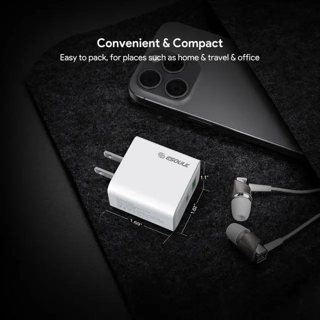 Alt view image 5 of 6 - For BLU View 5 B160V 20W Fast Home Wall Travel Charger + 4FT Type C to C USB Cable