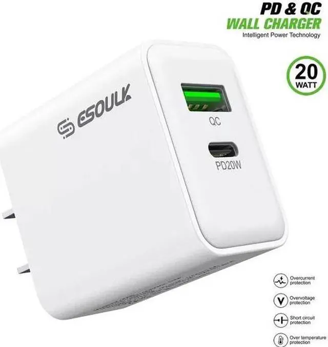 Main image of For AT&T SL112A 6782D / Cricket SL112C 20W Fast Home Wall Travel Charger PD USB C & USB A - Wall Home Charger Only