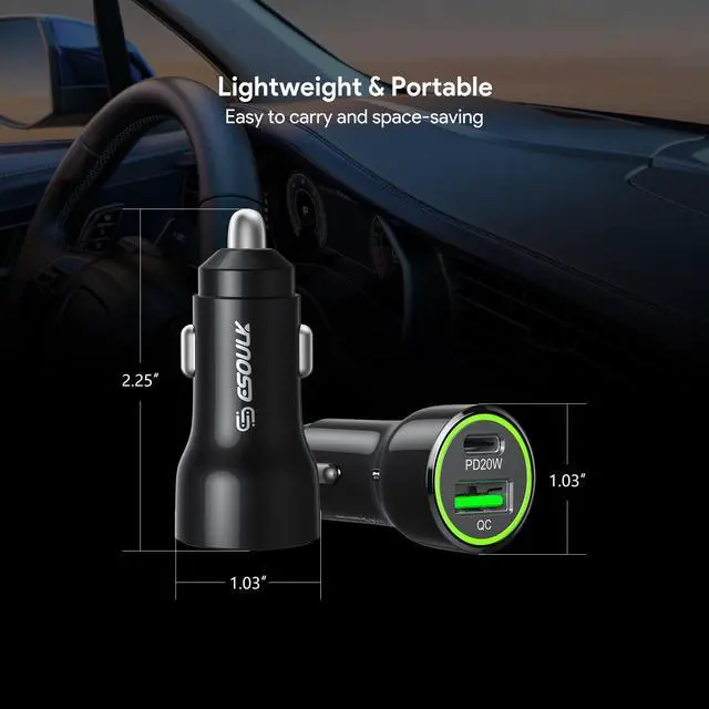Alt view image 3 of 7 - For TCL K11 T432W 20W Car Charger PD + 2.4A USB with 4ft C to C cable
