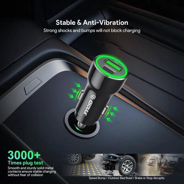 Alt view image 3 of 7 - For BLU View 5 B160V 20W Car Charger PD + 2.4A USB - Car Charger Adapter Only