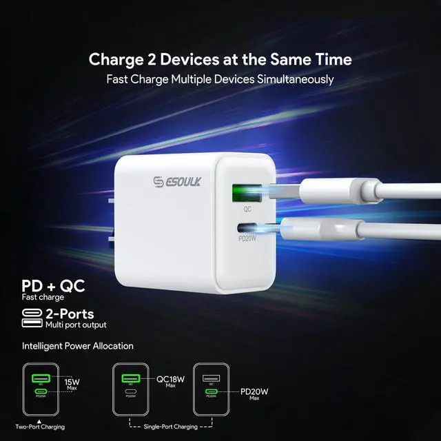 Alt view image 3 of 6 - For TCL K11 T432W 20W Car Charger Plus 20W Wall Charger with 2X C to C USB Cable Combo