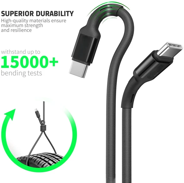 Alt view image 5 of 5 - For BLU View 5 B160V 2X 3FT Braided Fast USB Cable Type C TO C