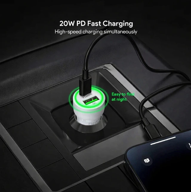 Alt view image 3 of 6 - For BLU View 5 PRO B170D 20W Car Charger PD + 2.4A USB with 3ft A to C cable