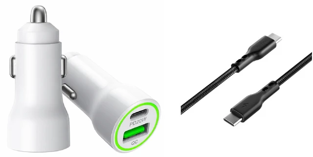 Main image of For BLU View 5 PRO B170D 20W Car Charger PD + 2.4A USB with 3ft C to C cable