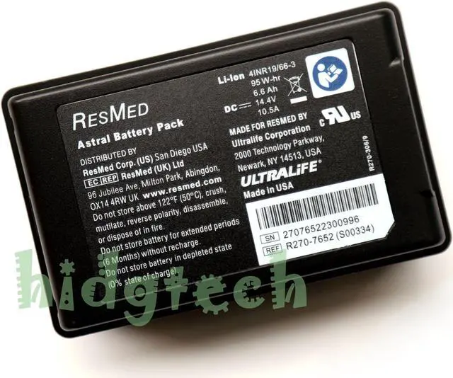 Main image of New Genuine REF R270-7652 For ResMed Astral 100 150 Ventilator Ultralife Battery 4INR19/66-3