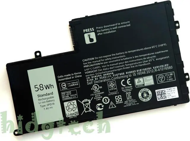 Main image of 58Wh New 0PD19 Battery For Inspiron14 15 5445 5447 5448 5547 5548 Latitude 3450 3550 Series  21CP6/60/80-2