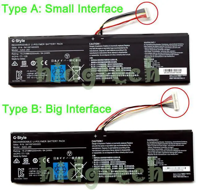 Main image of GAG-J40 New Battery for Giga-byte Aero 14-P64WV7 14-K7 15-X9 15-Y9 X5 V8 Series 4ICP4/77/128 Type B