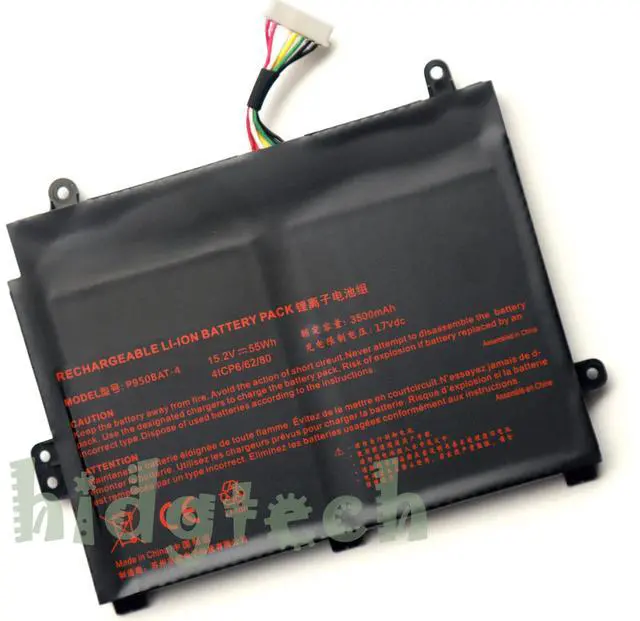 Alt view image 2 of 3 - New P950BAT-4 6-87-P950S-51E00 Battery for Clevo P950HP P957HR P950HR NP8955Technologies Key 15 TERRANS FORCE T1000 T800