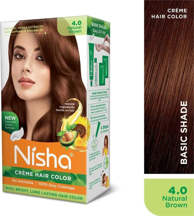 Alt view image 2 of 5 - Nisha Cream Hair Color Rich Bright Long Lasting Hair Colouring For Ultra Soft Deep Shine 100% Grey Coverage Conditioning With Natural Herbs 120gm Natural Brown (Pack of 1)