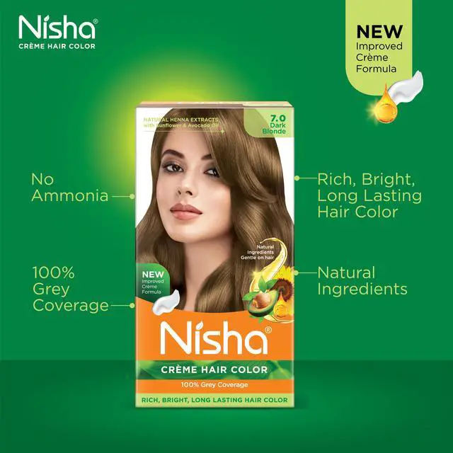 Alt view image 3 of 6 - Nisha Cream Hair Color Rich Bright Long Lasting Hair Colouring For Ultra Soft Deep Shine 100% Grey Coverage Conditioning With Natural Herbs 150gm Dark Blonde (Pack of 1)