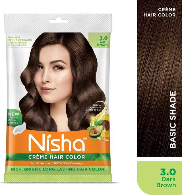 Alt view image 3 of 6 - Nisha Cream Hair Color Rich Bright Long Lasting Hair Colouring For Ultra Soft Deep Shine 100% Grey Coverage Conditioning With Natural Herbs 40gm Dark Brown (Pack of 1)