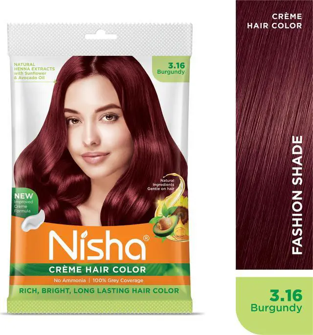 Alt view image 3 of 6 - Nisha Cream Hair Color Rich Bright Long Lasting Hair Colouring For Ultra Soft Deep Shine 100% Grey Coverage Conditioning With Natural Herbs 40gm Burgundy (Pack of 1)