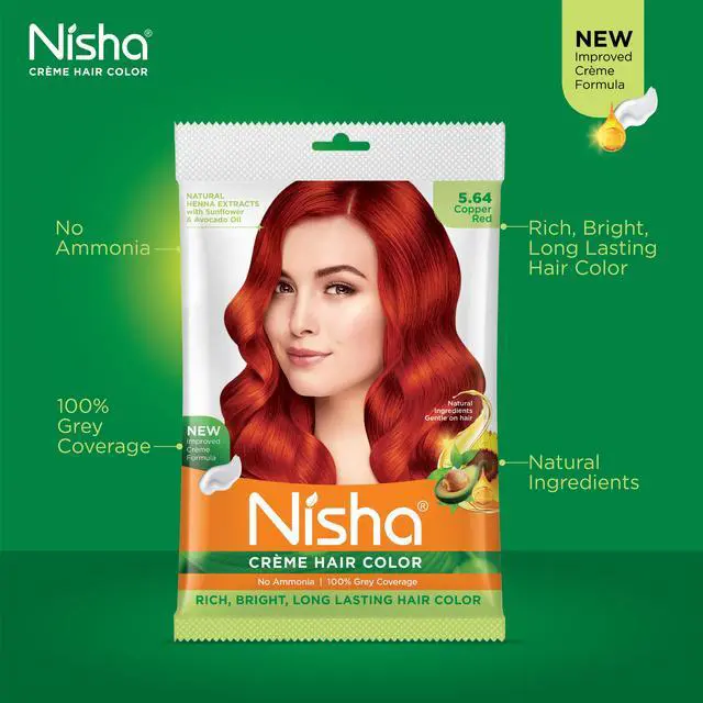 Alt view image 3 of 5 - Nisha Cream Hair Color Rich Bright Long Lasting Hair Colouring For Ultra Soft Deep Shine 100% Grey Coverage Conditioning With Natural Herbs 40gm Copper Red (Pack of 1)