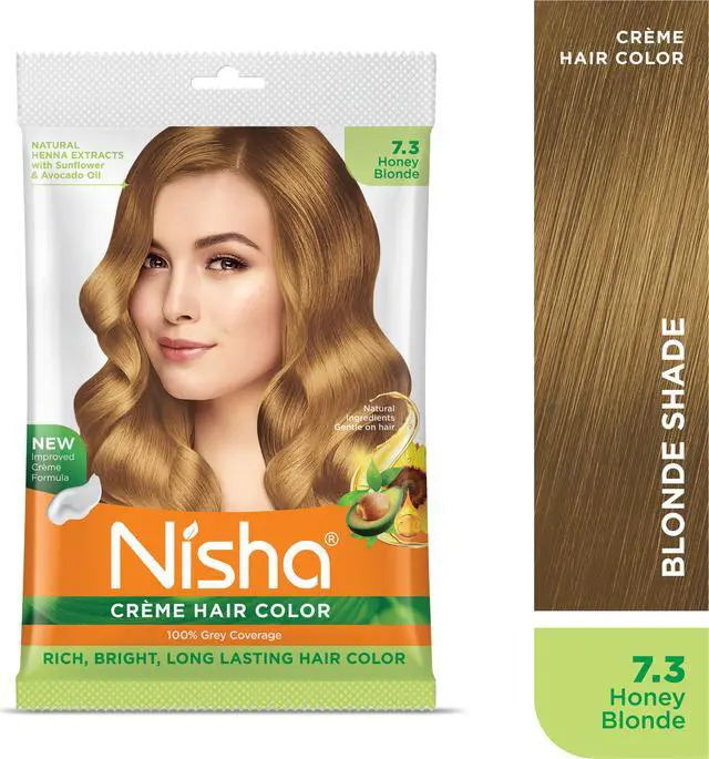 Alt view image 3 of 6 - Nisha Cream Hair Color Rich Bright Long Lasting Hair Colouring For Ultra Soft Deep Shine 100% Grey Coverage Conditioning With Natural Herbs 50gm Honey Blonde (Pack of 1)