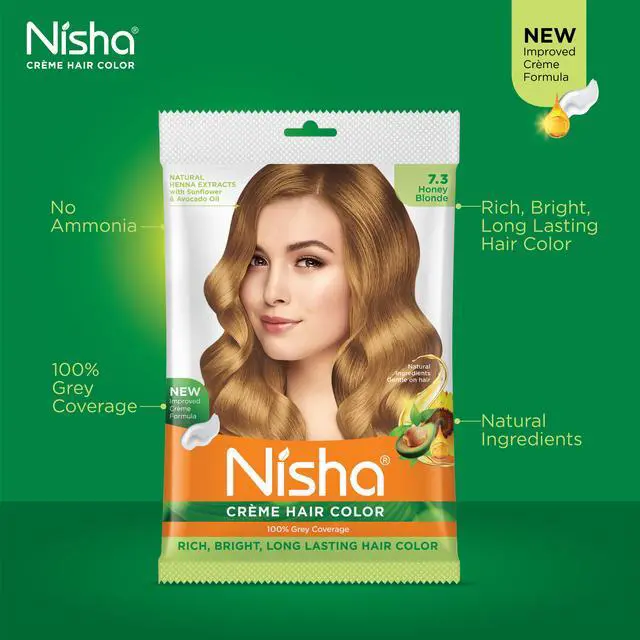 Alt view image 4 of 6 - Nisha Cream Hair Color Rich Bright Long Lasting Hair Colouring For Ultra Soft Deep Shine 100% Grey Coverage Conditioning With Natural Herbs 50gm Honey Blonde (Pack of 1)