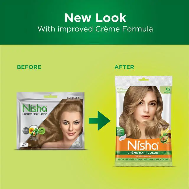 Alt view image 2 of 6 - Nisha Cream Hair Color Rich Bright Long Lasting Hair Colouring For Ultra Soft Deep Shine 100% Grey Coverage Conditioning With Natural Herbs 50gm Light Blonde (Pack of 1)