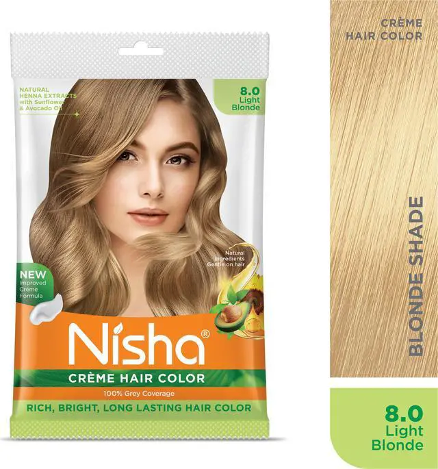 Alt view image 3 of 6 - Nisha Cream Hair Color Rich Bright Long Lasting Hair Colouring For Ultra Soft Deep Shine 100% Grey Coverage Conditioning With Natural Herbs 50gm Light Blonde (Pack of 1)