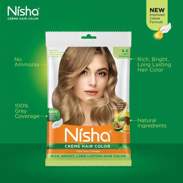 Alt view image 4 of 6 - Nisha Cream Hair Color Rich Bright Long Lasting Hair Colouring For Ultra Soft Deep Shine 100% Grey Coverage Conditioning With Natural Herbs 50gm Light Blonde (Pack of 1)