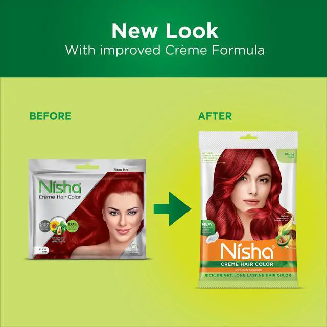 Alt view image 2 of 6 - Nisha Cream Hair Color Rich Bright Long Lasting Hair Colouring For Ultra Soft Deep Shine 100% Grey Coverage Conditioning With Natural Herbs 50gm Flame Red (Pack of 1)