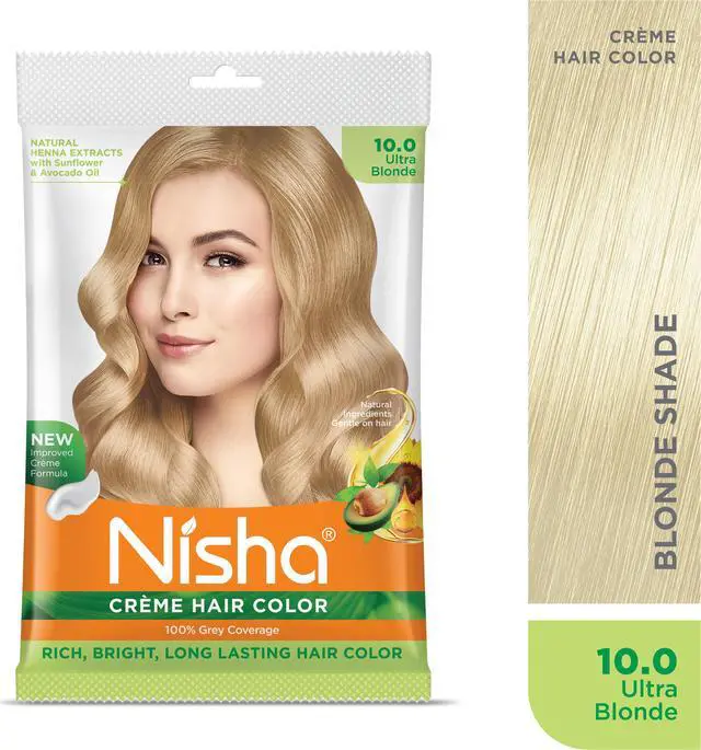 Alt view image 3 of 6 - Nisha Cream Hair Color Rich Bright Long Lasting Hair Colouring For Ultra Soft Deep Shine 100% Grey Coverage Conditioning With Natural Herbs 50gm Ultra Blonde (Pack of 1)