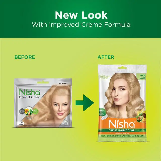 Alt view image 2 of 6 - Nisha Cream Hair Color Rich Bright Long Lasting Hair Colouring For Ultra Soft Deep Shine 100% Grey Coverage Conditioning With Natural Herbs 50gm Ultra Blonde (Pack of 1)