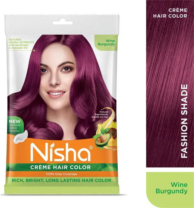 Alt view image 3 of 6 - Nisha Cream Hair Color Rich Bright Long Lasting Hair Colouring For Ultra Soft Deep Shine 100% Grey Coverage Conditioning With Natural Herbs 40gm Wine Burgundy (Pack of 1)