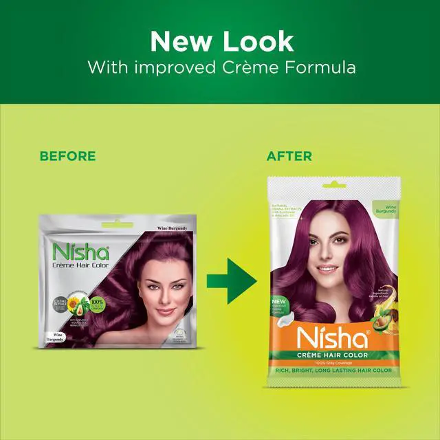 Alt view image 2 of 6 - Nisha Cream Hair Color Rich Bright Long Lasting Hair Colouring For Ultra Soft Deep Shine 100% Grey Coverage Conditioning With Natural Herbs 40gm Wine Burgundy (Pack of 1)