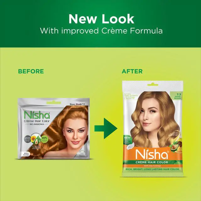 Alt view image 2 of 6 - Nisha Cream Hair Color Rich Bright Long Lasting Hair Colouring For Ultra Soft Deep Shine 100% Grey Coverage Conditioning With Natural Herbs 50gm Honey Blonde (Pack of 1)
