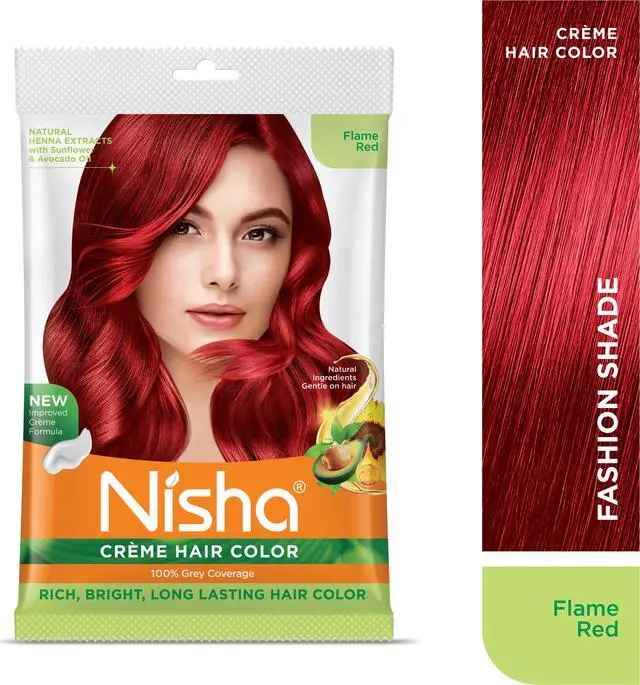 Alt view image 3 of 6 - Nisha Cream Hair Color Rich Bright Long Lasting Hair Colouring For Ultra Soft Deep Shine 100% Grey Coverage Conditioning With Natural Herbs 50gm Flame Red (Pack of 1)