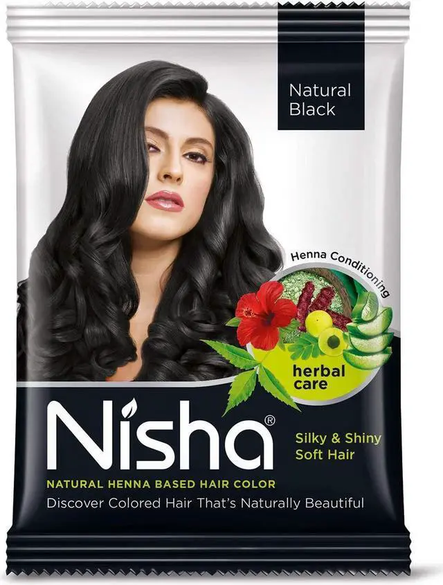 Alt view image 2 of 6 - Nisha Natural Henna Based Hair Color Henna Silky & Shiny Soft Hair 10Gm Each Pack Natural Black (Pack Of 10)