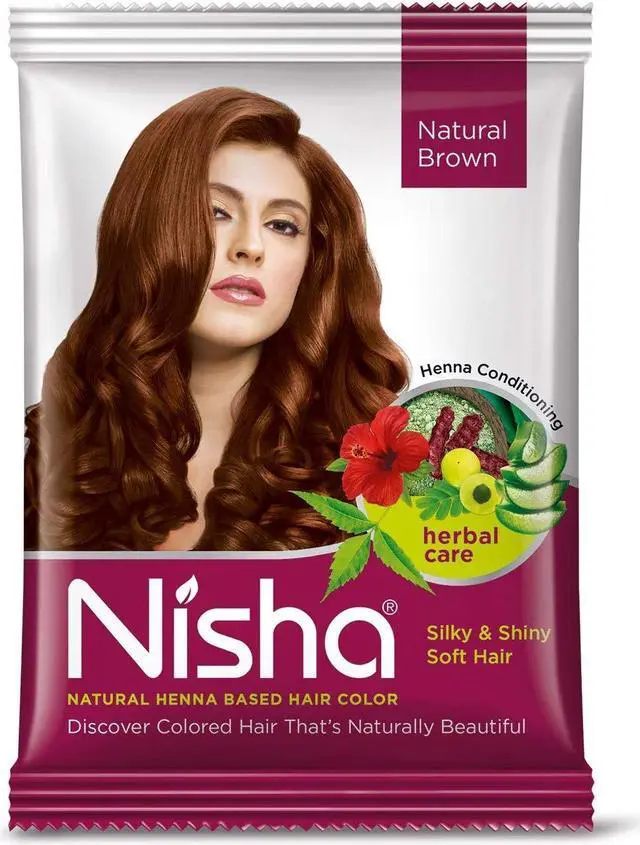 Alt view image 2 of 5 - Nisha Natural Henna Based Hair Color Henna Silky & Shiny Soft Hair 15Gm Each Pack Natural Brown (Pack Of 10)