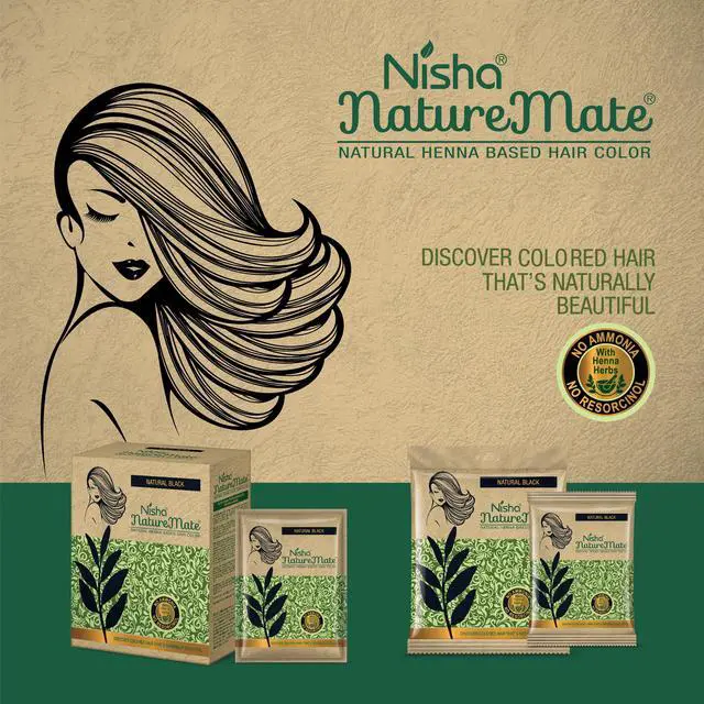 Alt view image 6 of 6 - Nisha Naturemate Natural Henna Based Hair Color With Henna Herbs, 60 Gm Original Black
