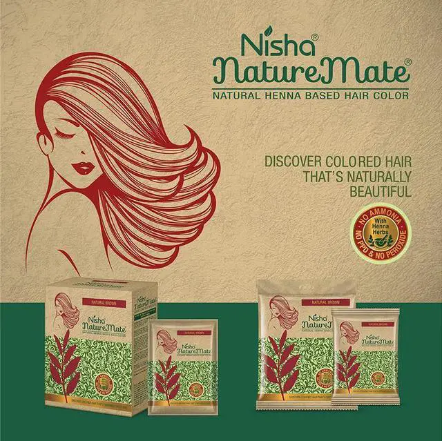 Alt view image 5 of 5 - Nisha Naturemate Natural Henna Based Hair Color With Henna Herbs, 60 Gm Natural Brown