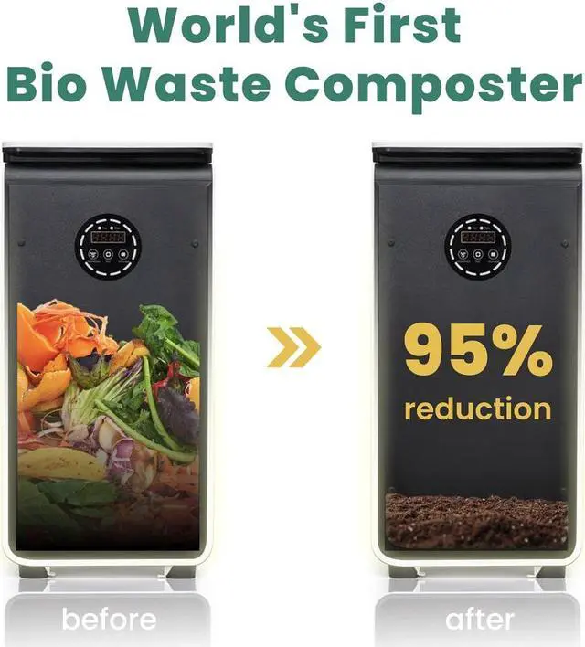 Alt view image 2 of 7 - GEME 19L Electric Composter, World's First Bio Compost Machine, Composter indoor Electric, Food Cycler Turn Waste to Organic Compost, Electric Composter for Kitchen, Kitchen composter real Composting
