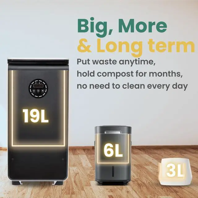 Alt view image 3 of 7 - GEME 19L Electric Composter, World's First Bio Compost Machine, Composter indoor Electric, Food Cycler Turn Waste to Organic Compost, Electric Composter for Kitchen, Kitchen composter real Composting