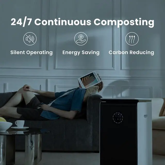 Alt view image 7 of 7 - GEME 19L Electric Composter, World's First Bio Compost Machine, Composter indoor Electric, Food Cycler Turn Waste to Organic Compost, Electric Composter for Kitchen, Kitchen composter real Composting